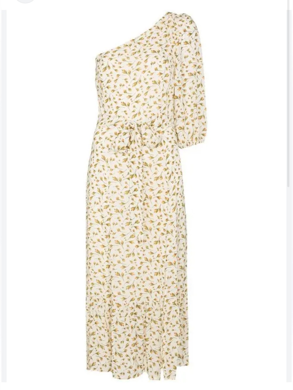 Reformation One-Shoulder Floral Maxi Dress in Cream and Green